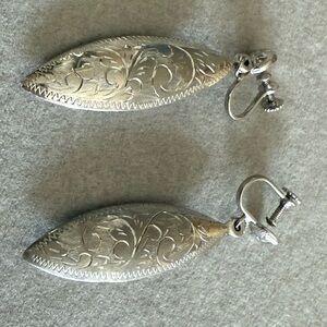 WFS Sterling Silver Vintage Etched Dangle Earrings